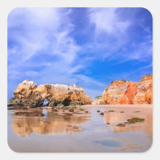 Praia da rocha Portugal Vierkante Sticker (Voorkant)