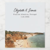 Praia de Albufeira Portugal Bruiloft Gepersonalise Wijn Etiket (Enkel label)
