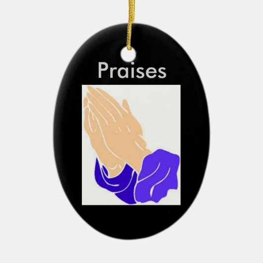 Praiende handen, geprezen versiering keramisch ornament (Voorkant)