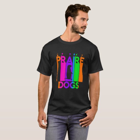 Praire Dogs Animal Rainbow Bubble met Silhouette T-shirt (Voorkant volledig)