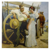 “Prairie Couple and Wagon” by NC Wyeth Tegeltje (Voorkant)