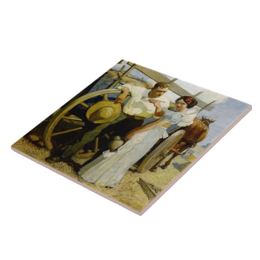 “Prairie Couple and Wagon” by NC Wyeth Tegeltje (Zijkant)