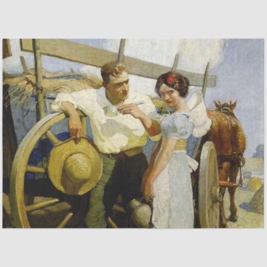 “Prairie Couple and Wagon” door NC Wyeth Tissuepapier (Voorkant)