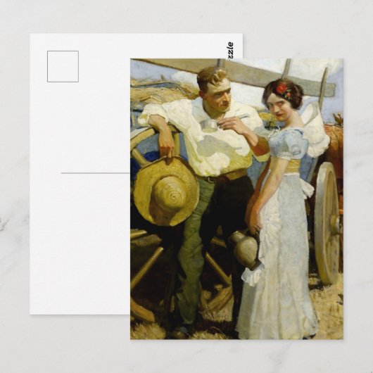"Prairie Couple and Wagon" van NC Wyeth Briefkaart (Voorkant / Achterkant)