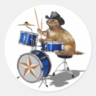 Prairie Dog Drummer Ronde Sticker