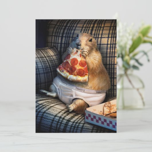 Prairie Dog Eating Pizza Kaart (Staand voorkant)