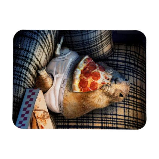 Prairie Dog Eating Pizza Magneet (Horizontaal)