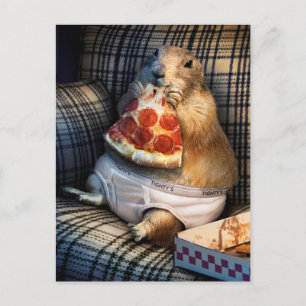 Prairie Dog Eating Pizza Uitnodiging Briefkaart