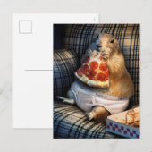 Prairie Dog Eating Pizza Uitnodiging Briefkaart (Voorkant / Achterkant)