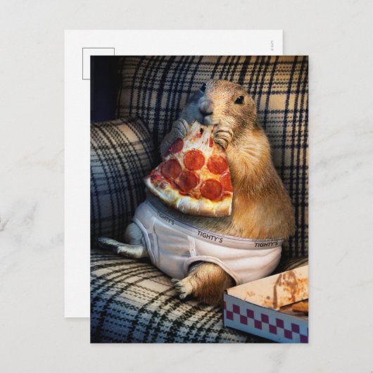 Prairie Dog Eating Pizza Uitnodiging Briefkaart (Voorkant / Achterkant)