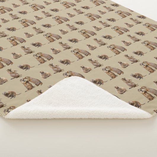 Prairie Dog Frenzy Sherpa Blanket (Gold) Sherpa Deken (3/4)