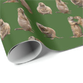 Prairie Dog Frenzy Wrapping Paper (donkergroen) Cadeaupapier (Rol Hoek)