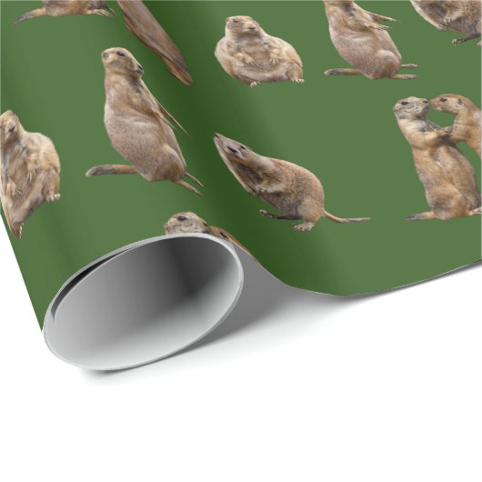 Prairie Dog Frenzy Wrapping Paper (donkergroen) Cadeaupapier (Rol Hoek)