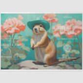 Prairie Dog Ground Hog Rustieke Bloemen Decoupage Tissuepapier (Voorkant)