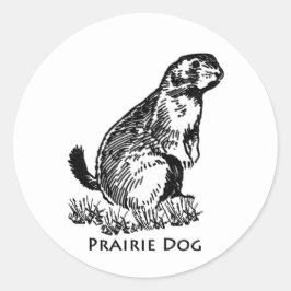Prairie Dog Logo (lijnkunst) Ronde Sticker