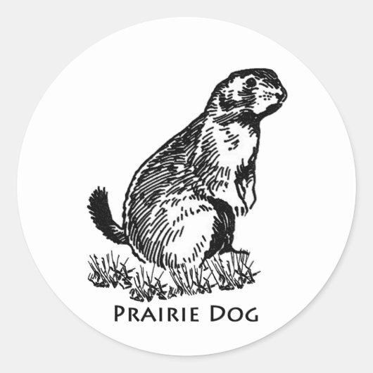 Prairie Dog Logo (lijnkunst) Ronde Sticker (Voorkant)