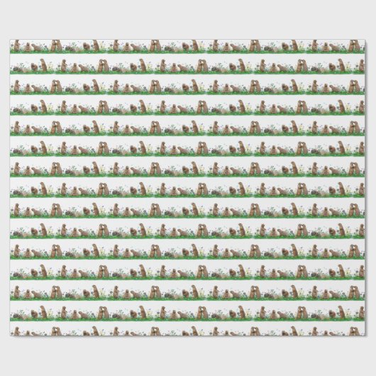 Prairie Dog Meadow Wrapping Paper (kies kleur) Cadeaupapier (Vlak)