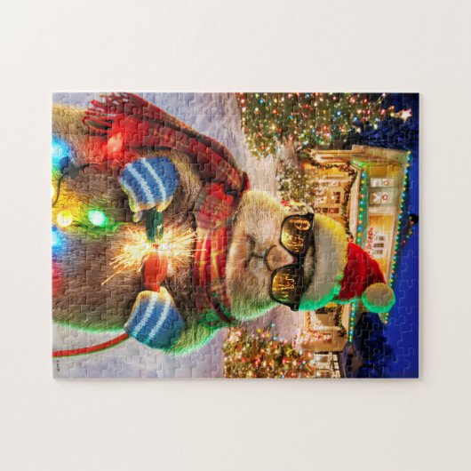 Prairie Dog met kerstlichten Legpuzzel (Horizontaal)