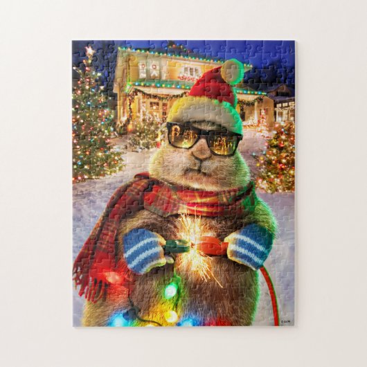 Prairie Dog met kerstlichten Legpuzzel (Verticaal)