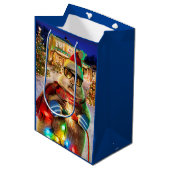 Prairie Dog met kerstlichten Medium Cadeauzakje (Voorkant Gekanteld)