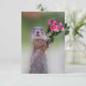 Prairie Dog met roze rozen Bridesmaid Kaart (Staand voorkant)