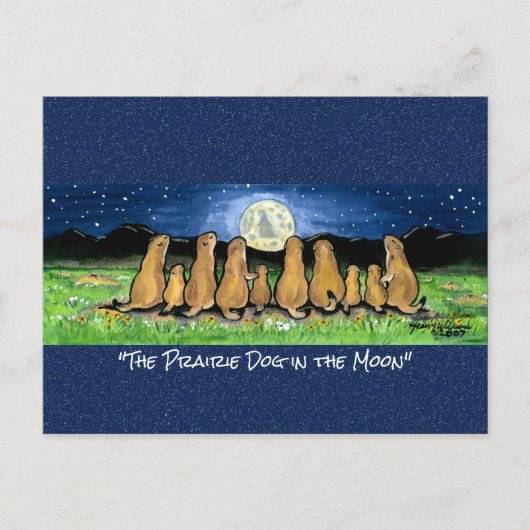 Prairie Dog Moon Whimsical Waterverf Briefkaart (Voorkant)