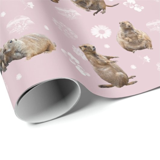 Prairie Dog Party Inpakpapier (Stoffig Roze) (Rol Hoek)