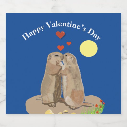 Prairie Dog Valentine’s Day Sparkling Wijnetiket (Enkel label)