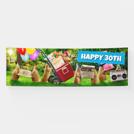 Prairie Dog Verjaardagsfeestje Spandoek (Horizontaal)