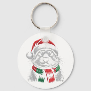 Prairie Dog Xmas Santa Hat Sjaal Kerstkostuum Sleutelhanger