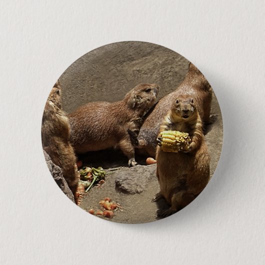 Prairie Dogs Eating Dinner 1 Ronde Button 5,7 Cm (Voorkant)