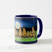 Prairie Dogs Watching Moon Donkerblauw Design Mok (Voorkant rechts)