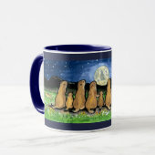 Prairie Dogs Watching Moon Donkerblauw Design Mok (Voorkant links)