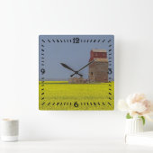 Prairie Elevator Landscape Square Clock Vierkante Klok (Huis)