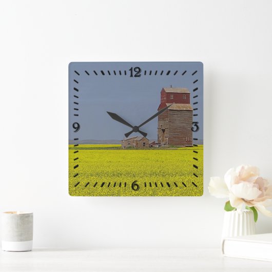 Prairie Elevator Landscape Square Clock Vierkante Klok (Huis)