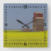 Prairie Elevator Landscape Square Clock Vierkante Klok (Voorkant)