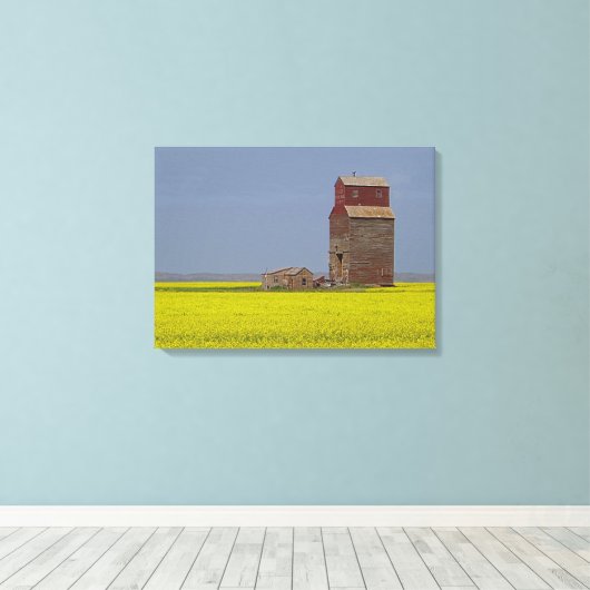 Prairie Elevator Landscape Stretch Canvas Afdrukke (Insitu (Houten vloer))