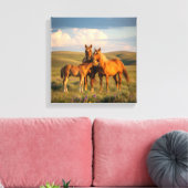 Prairie Family – Horses & Foal at Sunset Wall Art Canvas Afdruk (Insitu (Woonkamer))