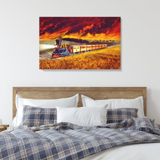 Prairie Fire 1872 Canvas Afdruk (Insitu (Slaapkamer))