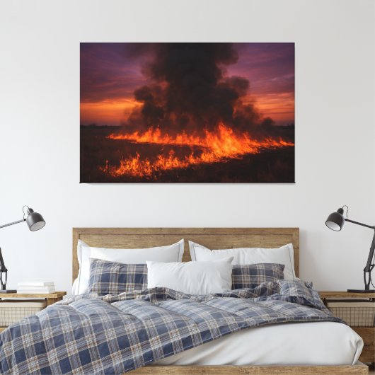 Prairie Fire Dramatic Texas Landscape Print (Insitu (Slaapkamer))