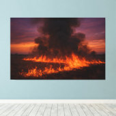 Prairie Fire Dramatisch Texaans Landschapsprint Canvas Afdruk (Insitu (Houten vloer))