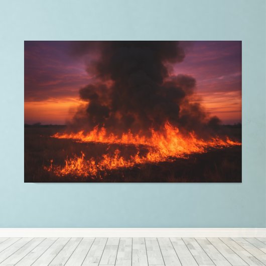 Prairie Fire Dramatisch Texaans Landschapsprint Canvas Afdruk (Insitu (Houten vloer))
