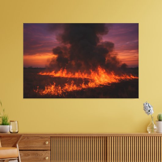 Prairie Fire Dramatisch Texaans Landschapsprint Canvas Afdruk (Insitu (Woonkamer))