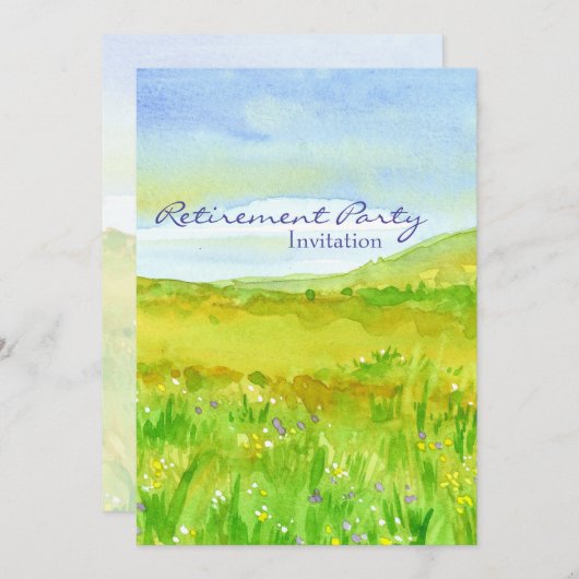 Prairie Grass Meadow Retirement Party Uitnodiging (Voorkant / Achterkant)