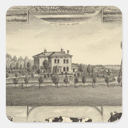 Prairie Lawn Boerderij, Nebraska Vierkante Sticker (Voorkant)