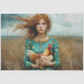 Prairie meisje met kip decoupage tissuepapier (Voorkant)
