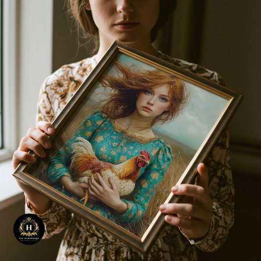 Prairie meisje met kip decoupage tissuepapier