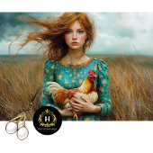 Prairie meisje met kip decoupage tissuepapier