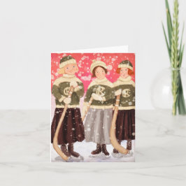 Prairie meisjes in de winter 3 feestdagen kaart