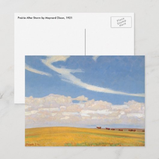 Prairie Na Storm van Maynard Dixon,  kunst Briefkaart (Voorkant / Achterkant)